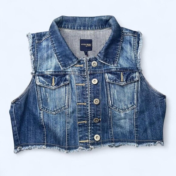 Highway Jeans Cropped Denim Vest - Picture 1 of 4